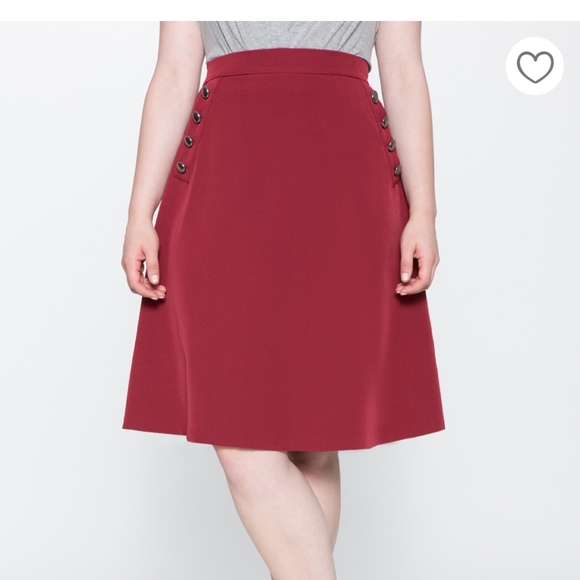 Eloquii Dresses & Skirts - Eloquii Button A Line Skirt Maroon